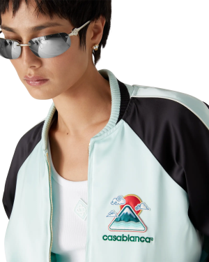 Embroidered Satin Bomber Jacket
