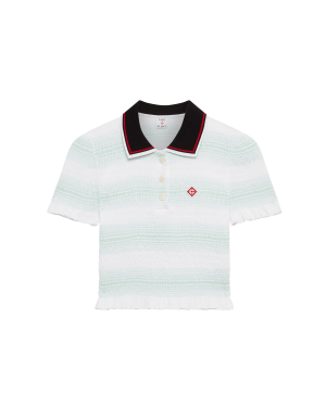 Stripe Shirred Polo Shirt