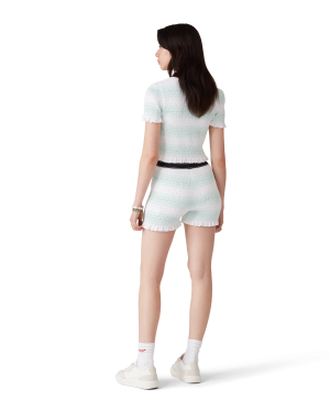 Stripe Shirred Shorts