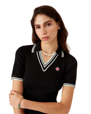 Viscose V Neck Polo Dress