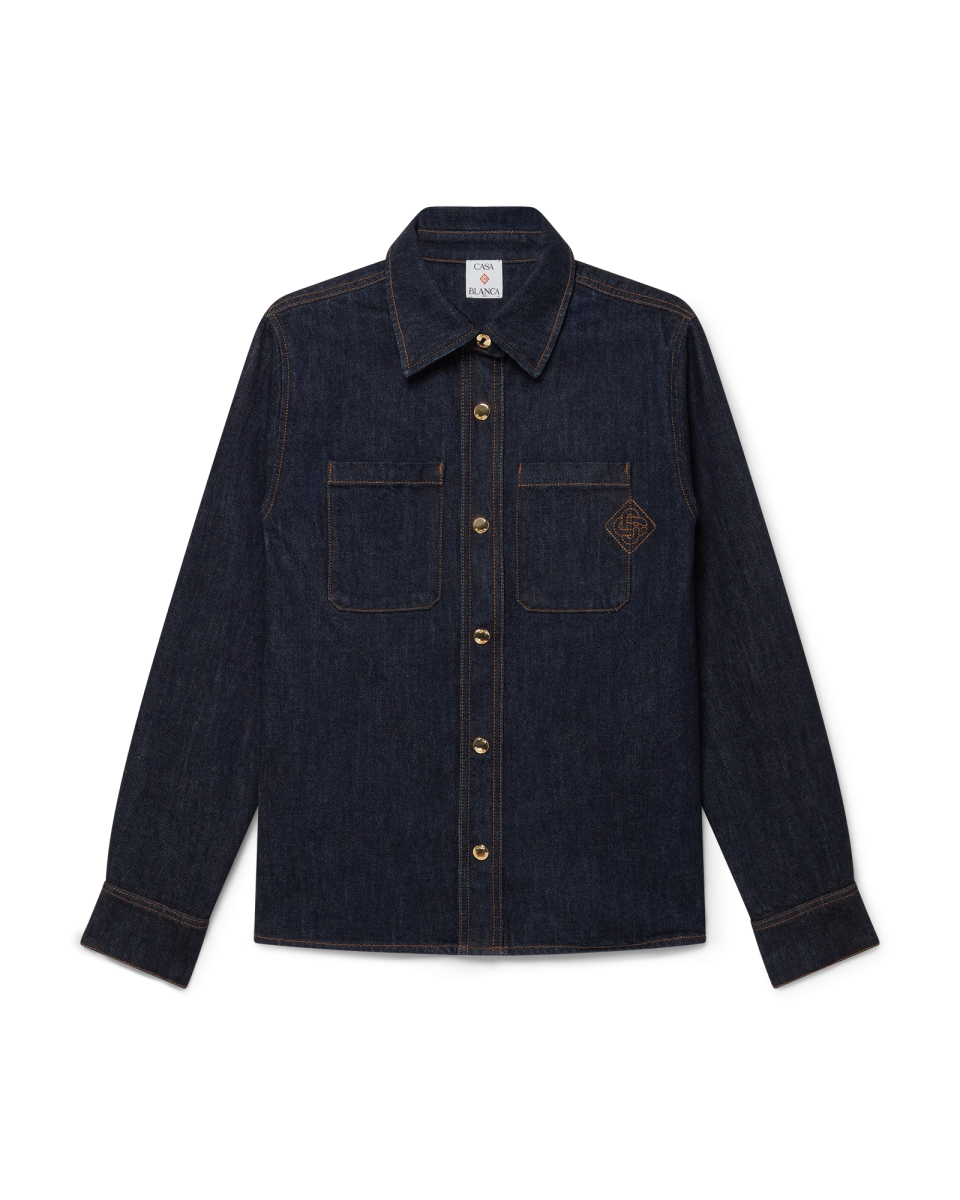 Denim Shirt with Logo Embroidery