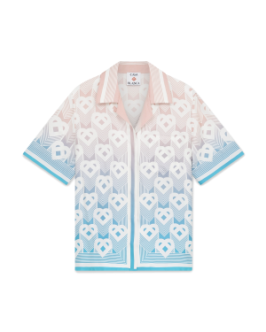 Gradient Heart Monogram Silk Short Sleeve Shirt