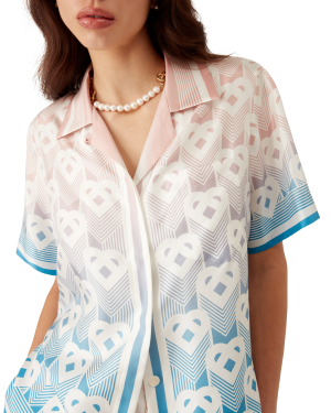 Gradient Heart Monogram Silk Short Sleeve Shirt