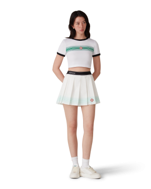 Stripe Pleated Mini Skirt