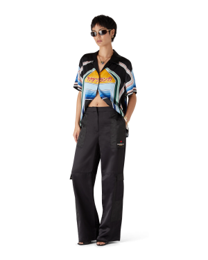 Nylon And Satin Mountain Camo Cargo Trousers