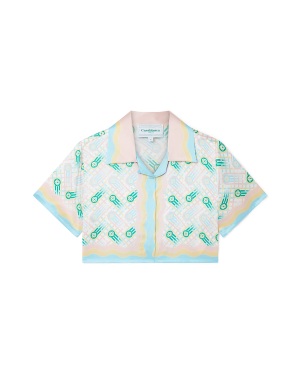 Ping Pong Cropped Short Sleeve Silk Shirt