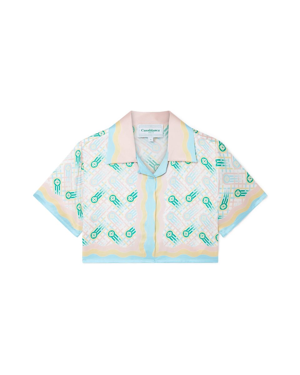 Ping Pong Cropped Short Sleeve Silk Shirt