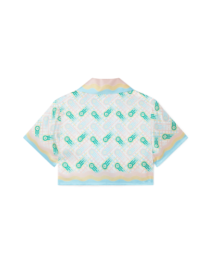 Ping Pong Cropped Short Sleeve Silk Shirt