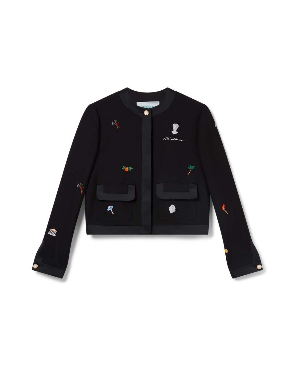 Embroidered Motif Wool Tailored Jacket