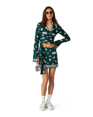 Metaphysical Long Sleeve Silk Wrap Shirt