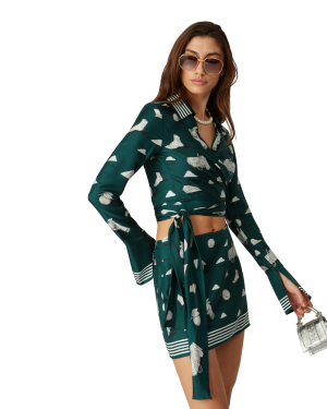 Metaphysical Long Sleeve Silk Wrap Shirt