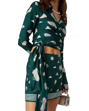 Metaphysical Long Sleeve Silk Wrap Shirt