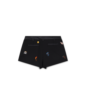 Embroidered Motif Wool Tailored Shorts