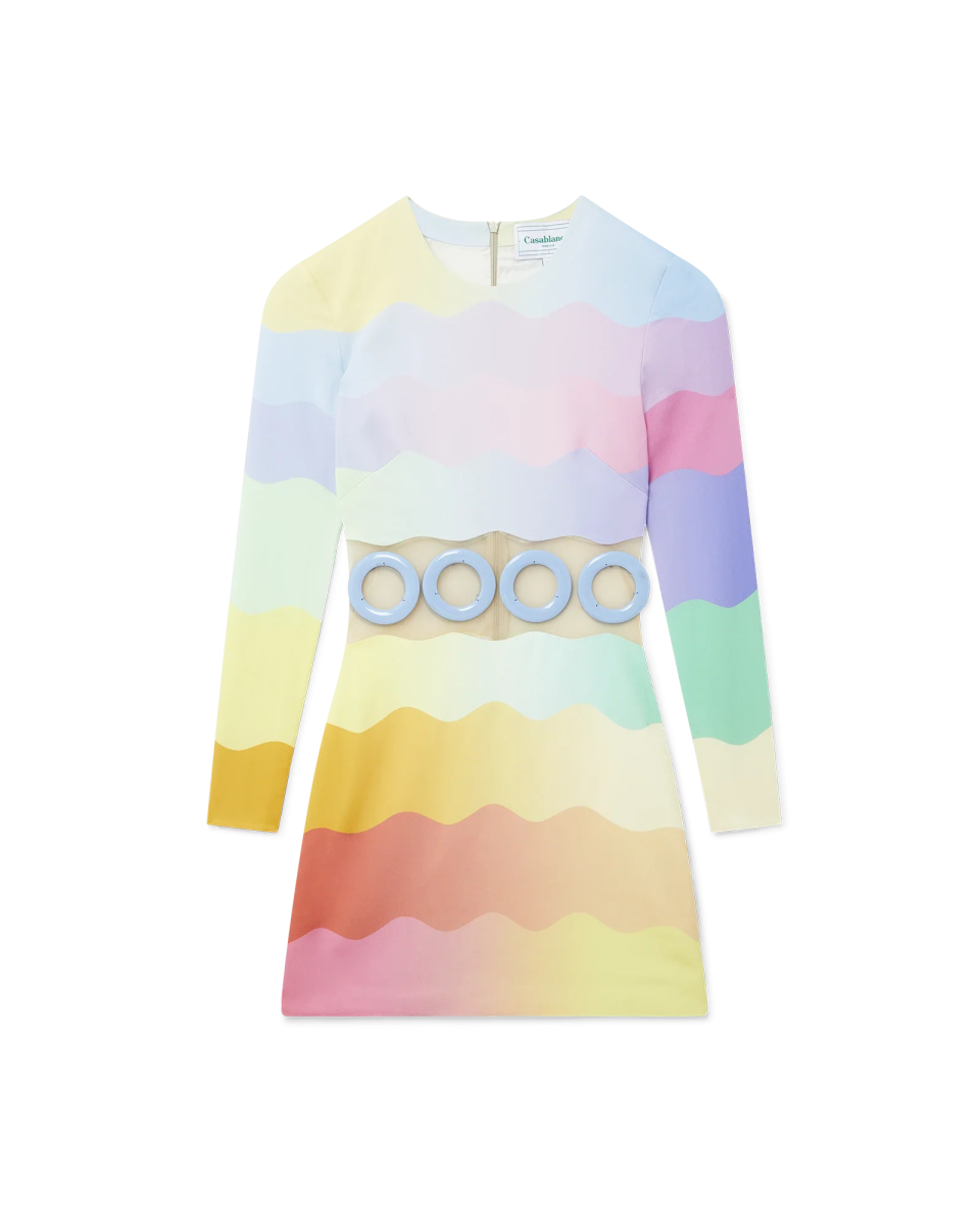Rainbow Wave Cut-Out Mini Dress