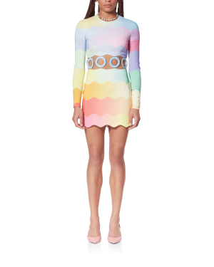 Rainbow Wave Cut-Out Mini Dress
