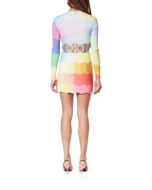Rainbow Wave Cut-Out Mini Dress