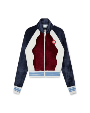 Burgundy Velour Panelled Track Jacket