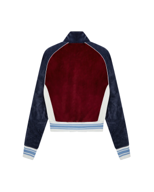 Burgundy Velour Panelled Track Jacket