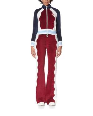 Burgundy Velour Panelled Track Jacket