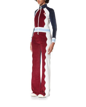 Burgundy Velour Panelled Track Jacket