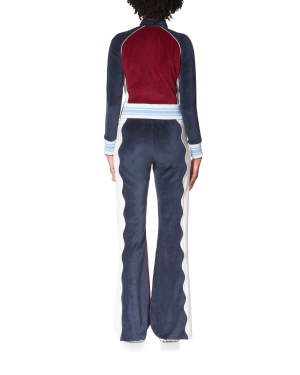 Burgundy Velour Panelled Track Jacket