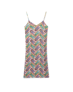 Tennis Monogram Silk Slip Dress