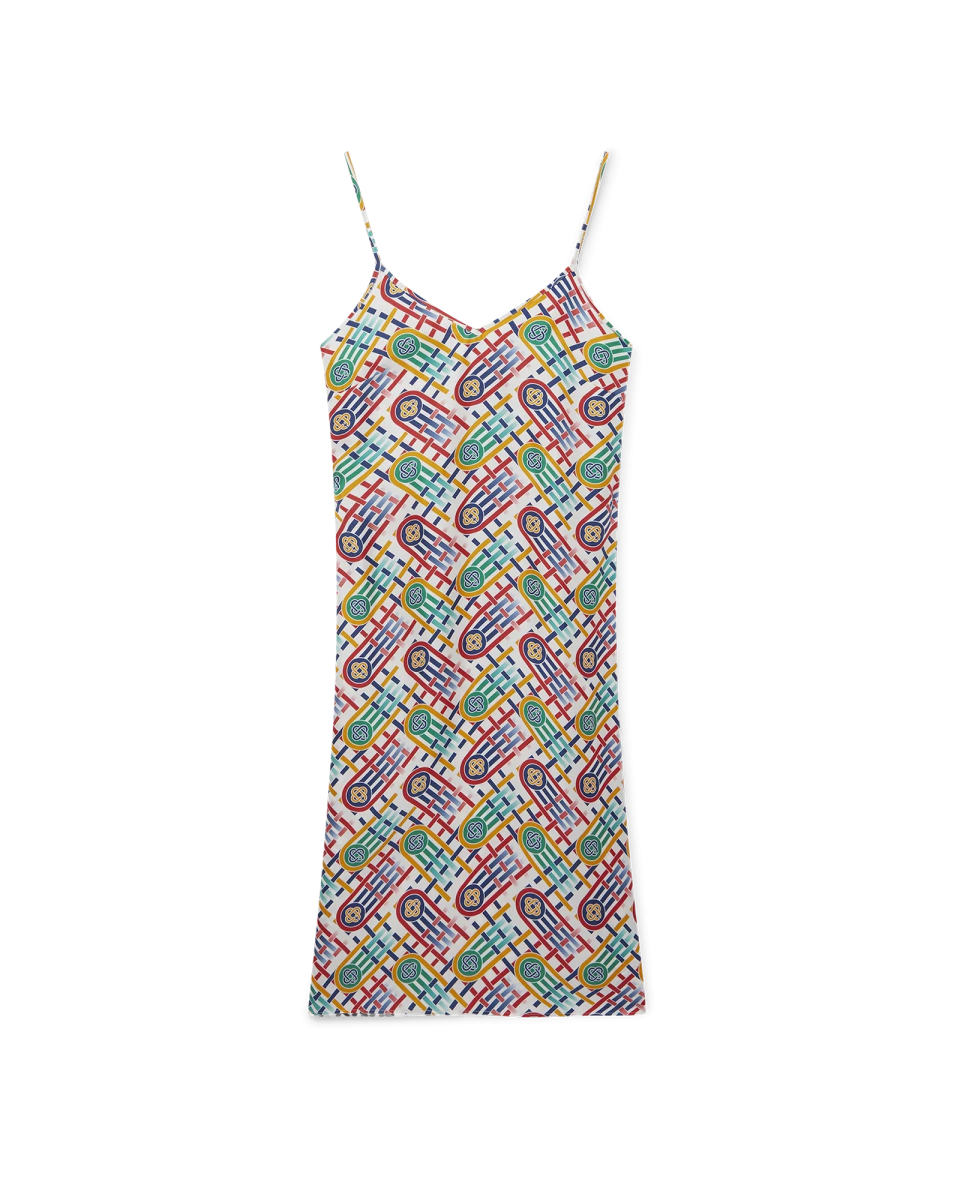 Tennis Monogram Silk Slip Dress