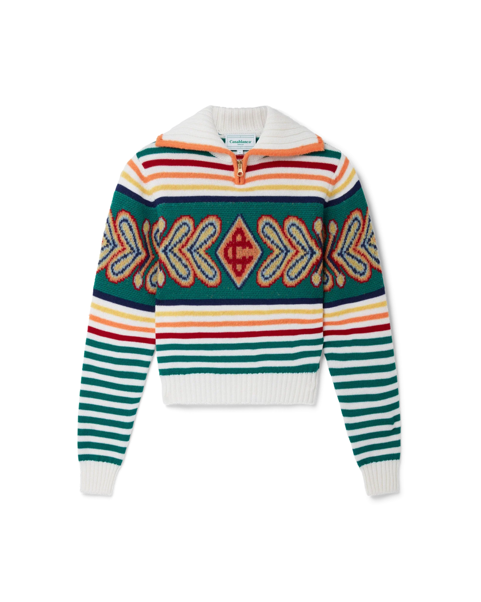 Multicolour Diamond Zip Up Jumper