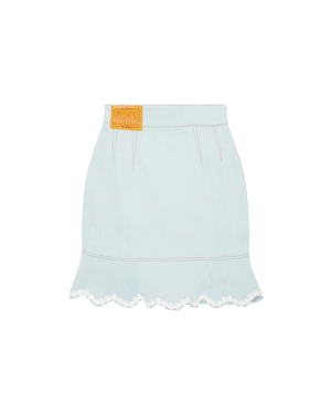 Scalloped Hem Denim Mini Skirt