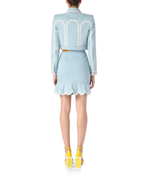 Scalloped Hem Denim Mini Skirt