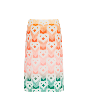 Gradient Heart Monogram Mesh Skirt