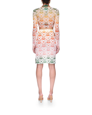 Gradient Heart Monogram Mesh Skirt