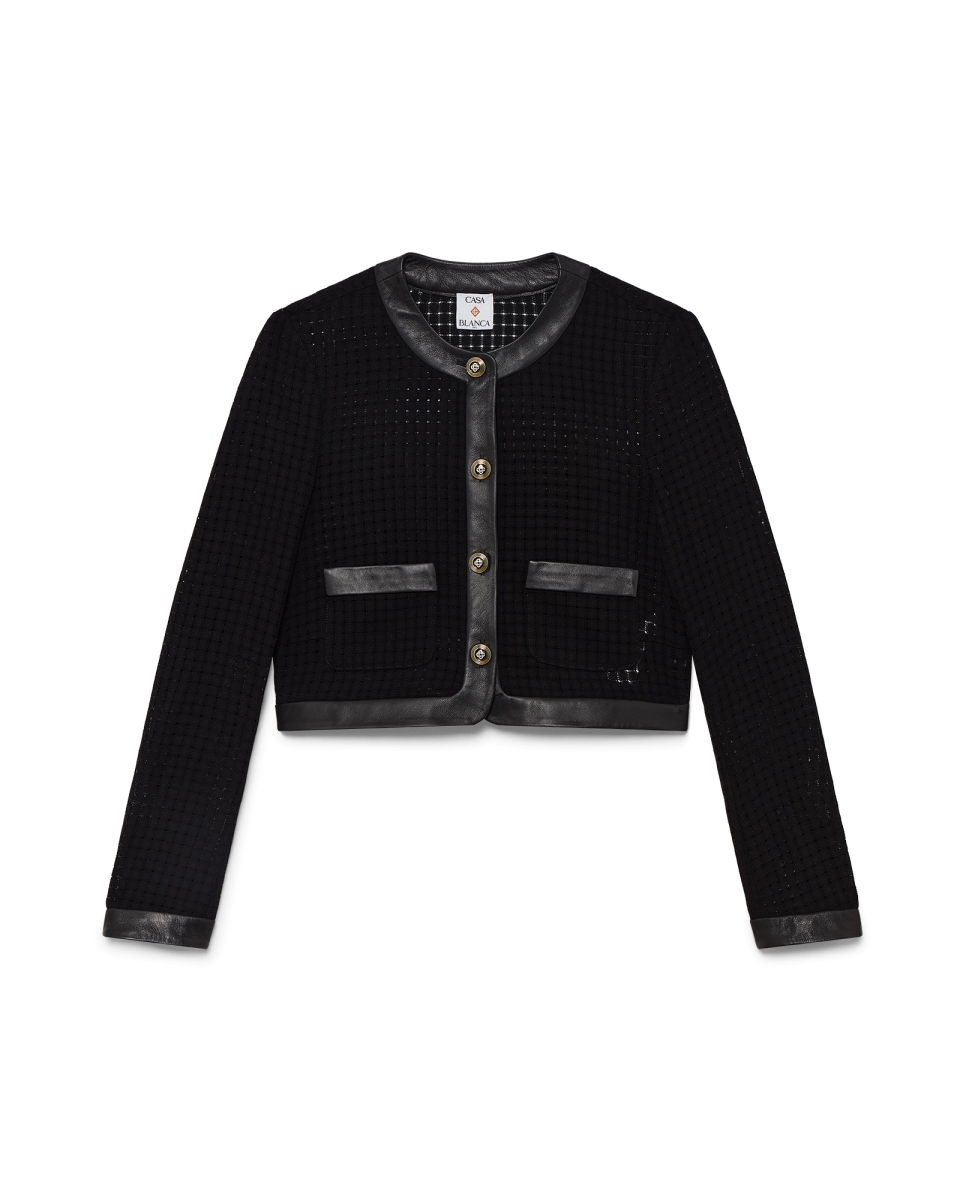 Open Weave Cropped Tailored Jacket