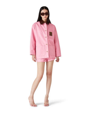 Embossed Leather Workwear Coat