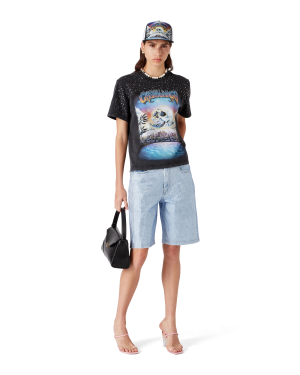 Crystal Embellished Denim Shorts