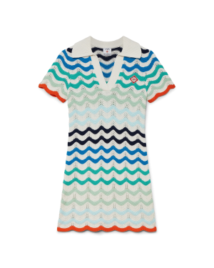 Gradient Wave Crochet Mini Dress