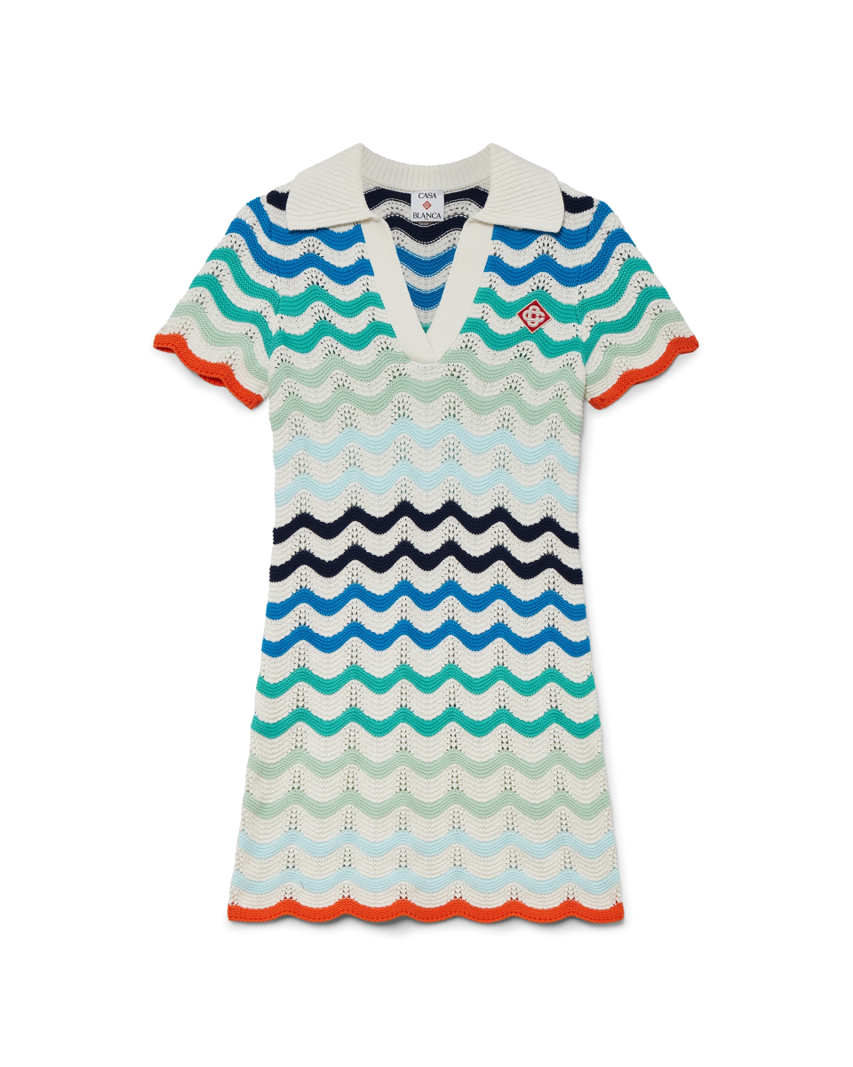 Gradient Wave Crochet Mini Dress