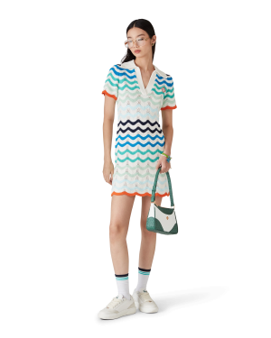 Gradient Wave Crochet Mini Dress