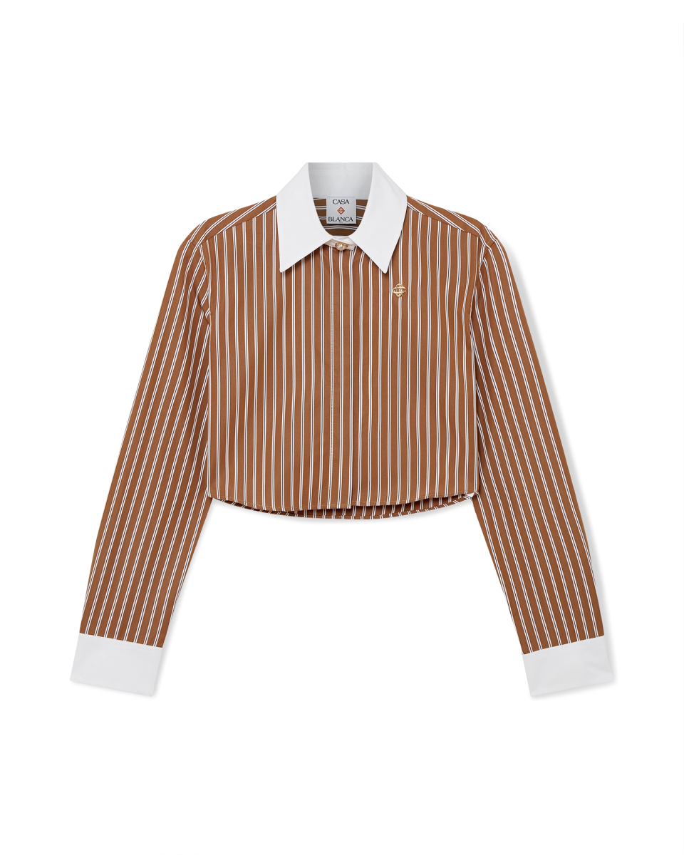 Stripe Cropped Long Sleeve Shirt
