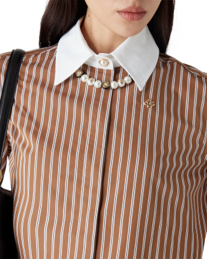 Stripe Cropped Long Sleeve Shirt