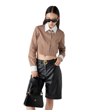 Stripe Cropped Long Sleeve Shirt