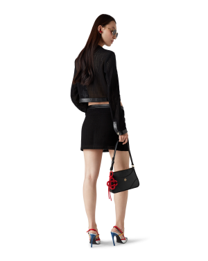 Open Weave Tailored Mini Skirt