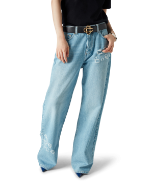 Graffiti Distressed Denim Jeans