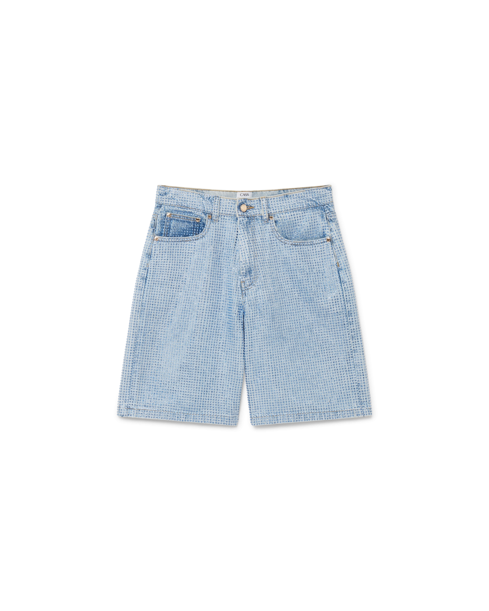 Crystal Embellished Denim Shorts