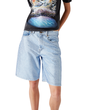 Crystal Embellished Denim Shorts