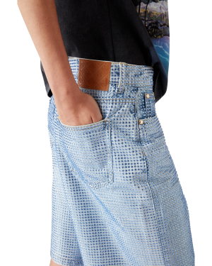Crystal Embellished Denim Shorts
