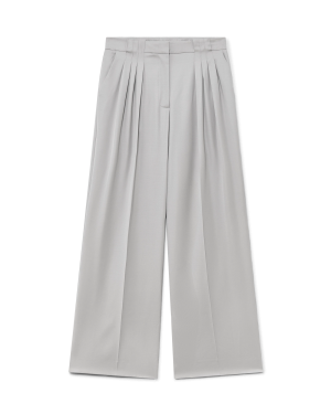 Wool Triple Pleat Tailored Trousers