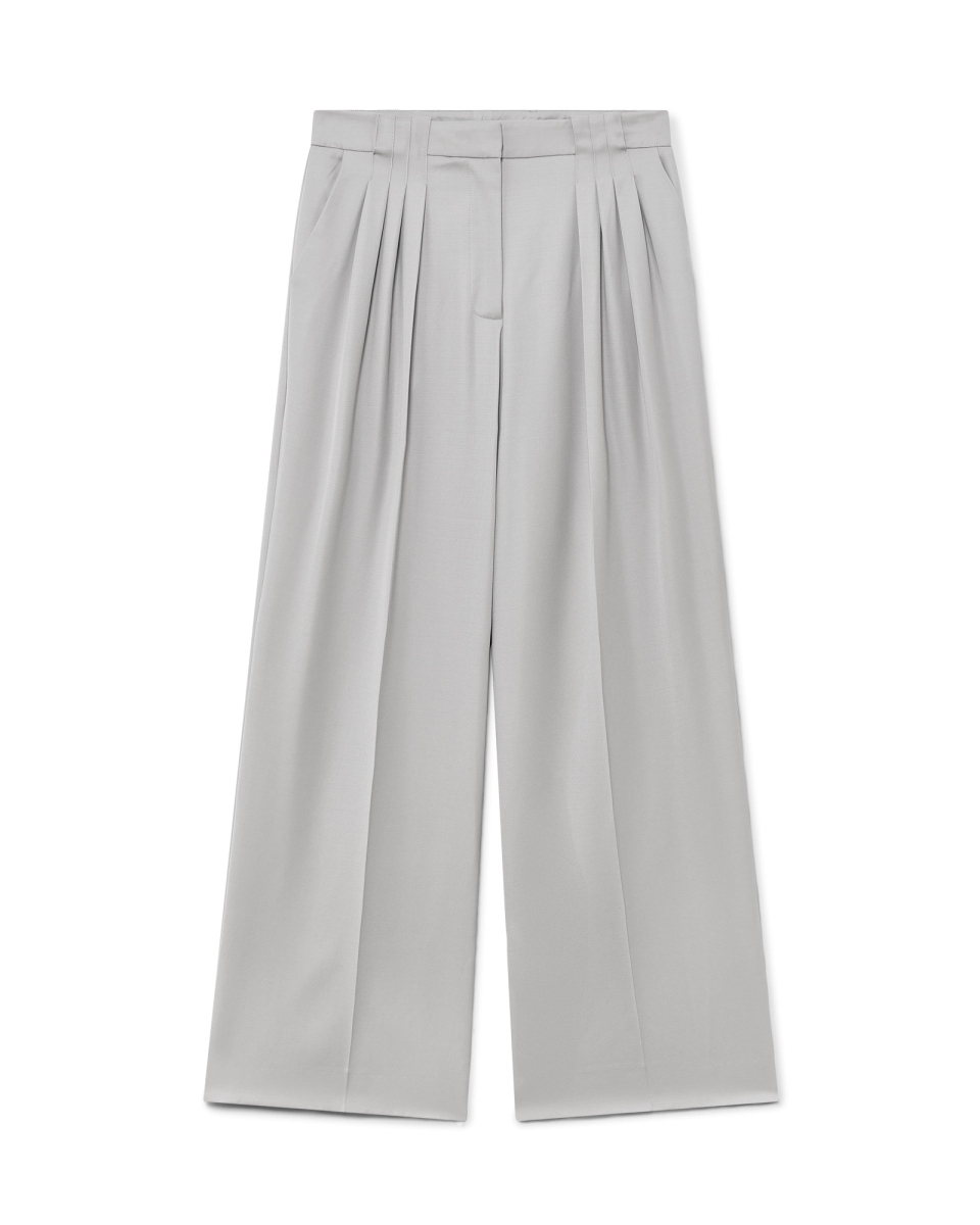 Wool Triple Pleat Tailored Trousers