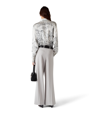 Wool Triple Pleat Tailored Trousers