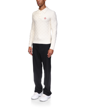 Column Knit Polo Shirt